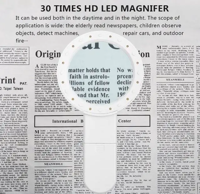 Alt view image 4 of 7 - Magnifying Glass with Light, 30X Handheld Large Magnifying Glass 12 LED Illuminated Lighted Magnifier for Macular Degeneration, Seniors Reading, Soldering, Inspection, Coins, Jewelry,