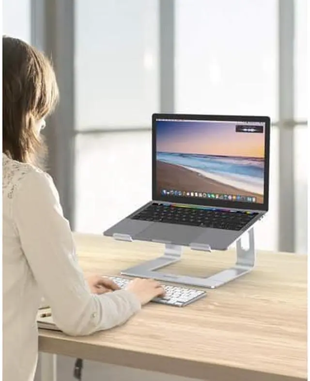 Alt view image 6 of 7 - Laptop Stand for Desk Portable Tray Vertical Holder Ergonomic Mac Riser for Bed and Sofa Lap for MacBook Pro Air Netbook Tablet 10 to 17 inch -Silver