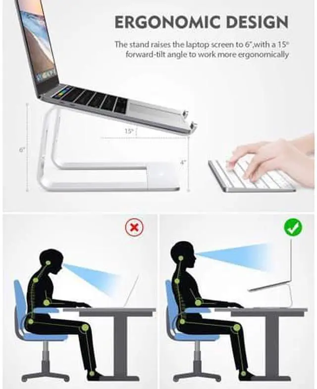Alt view image 5 of 7 - Laptop Stand for Desk Portable Tray Vertical Holder Ergonomic Mac Riser for Bed and Sofa Lap for MacBook Pro Air Netbook Tablet 10 to 17 inch -Silver