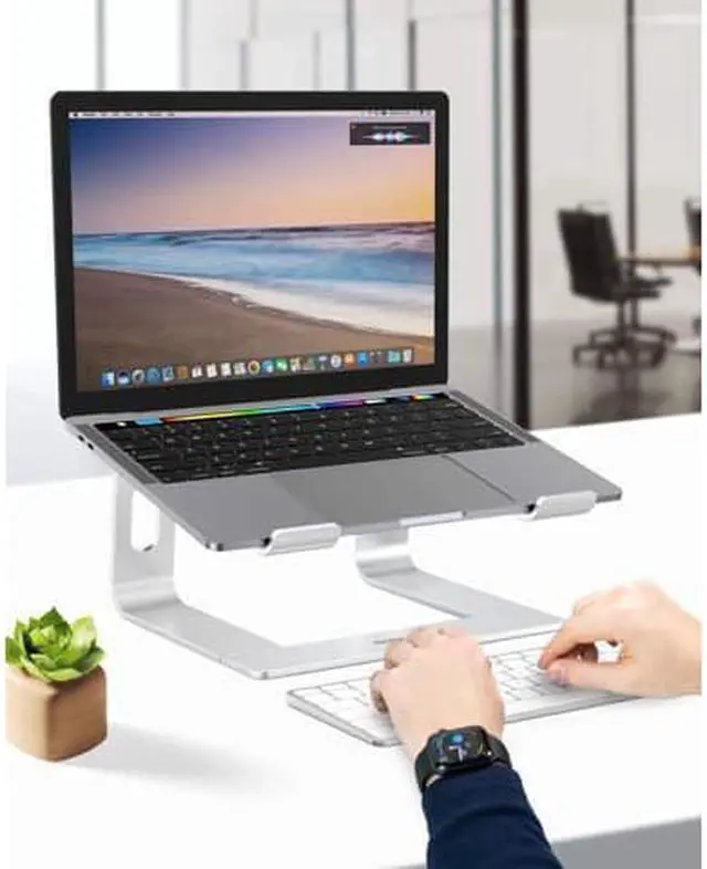 Alt view image 3 of 7 - Laptop Stand for Desk Portable Tray Vertical Holder Ergonomic Mac Riser for Bed and Sofa Lap for MacBook Pro Air Netbook Tablet 10 to 17 inch -Silver