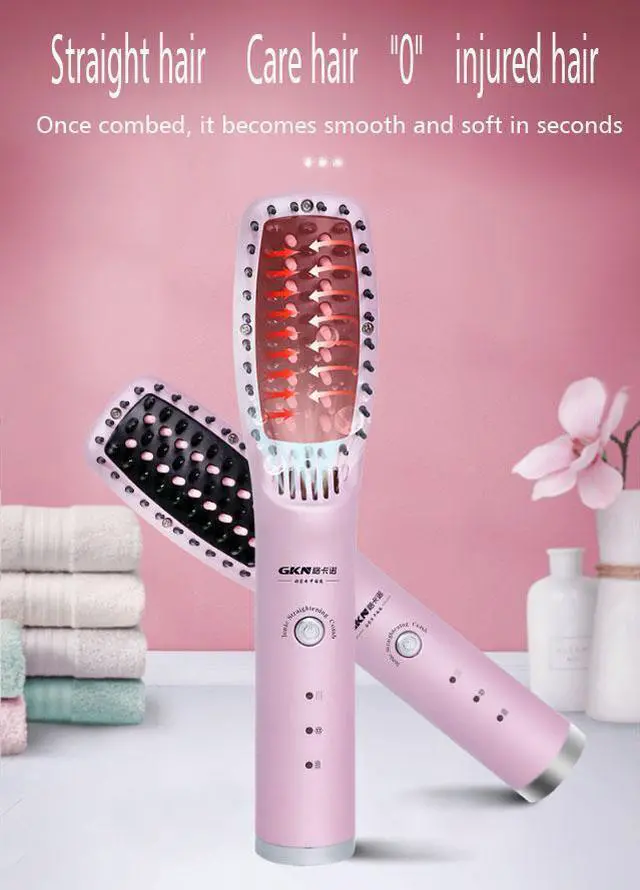 Main image of Negative ion hair comb--GKN gkano straight hair comb negative ions do not harm hair straight curl dual-use Lazy Electric Curling Iron Hair straightener