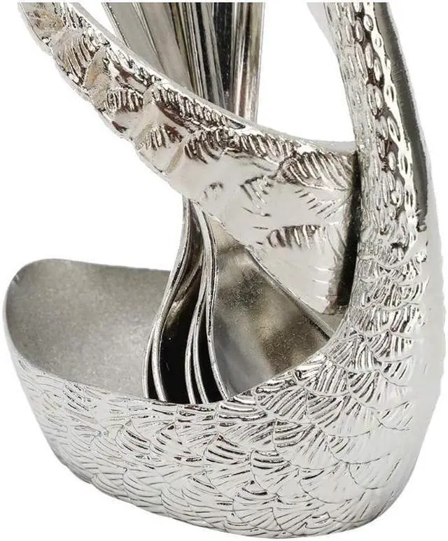 Alt view image 5 of 7 - 6pcs Coffee Dessert Spoon Set with Swan Spoons Holder for Dinner Table Party Buffet Bar Decoration Silver
