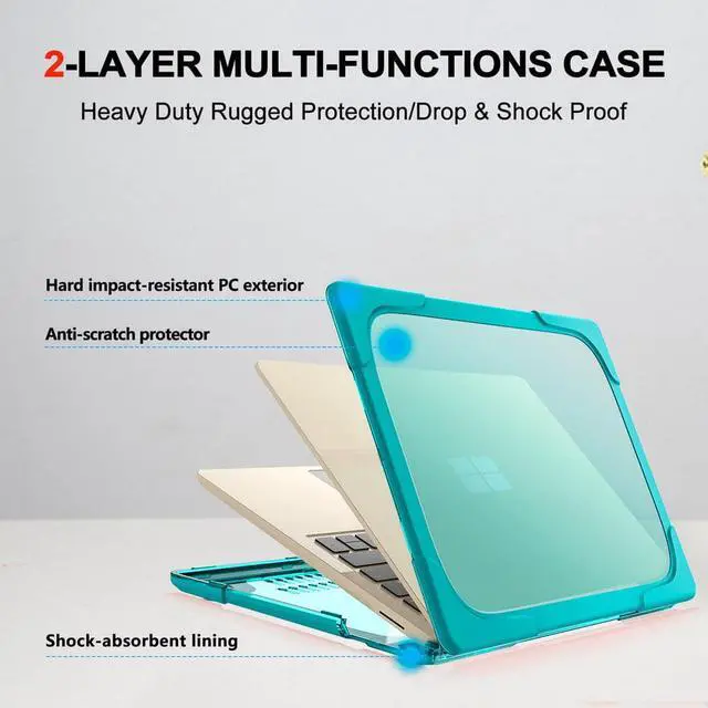 Alt view image 7 of 7 - Laptop Case for Microsoft Surface Laptop 4 13.5 inch TPU and PC Cover Hard Duty Rugged Protective Shockproof Drop Resistant Shell with Kickstand Blue