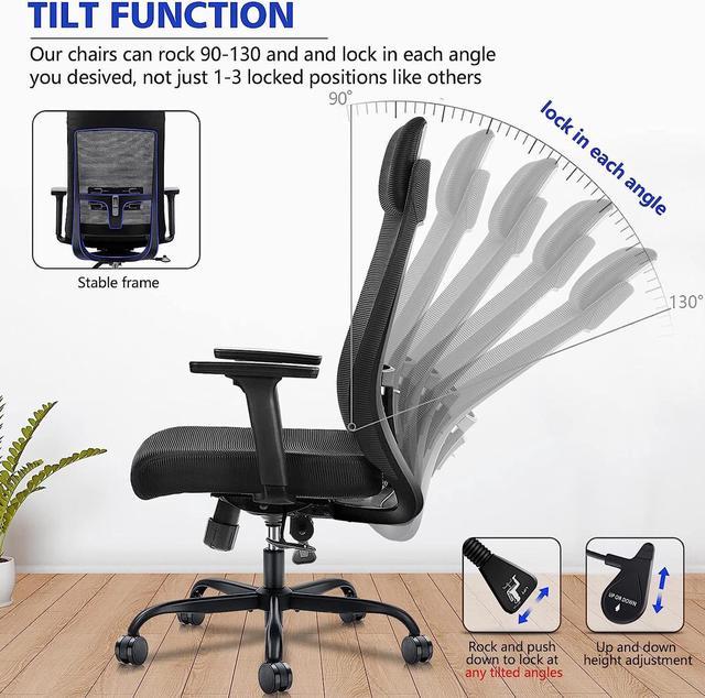 OdinLake Ergonomic Office Chair Mesh,Seat Depth Adjustable Home Office Desk Chairs High Back with Lumbar Support,Computer Swivel Task Chair with