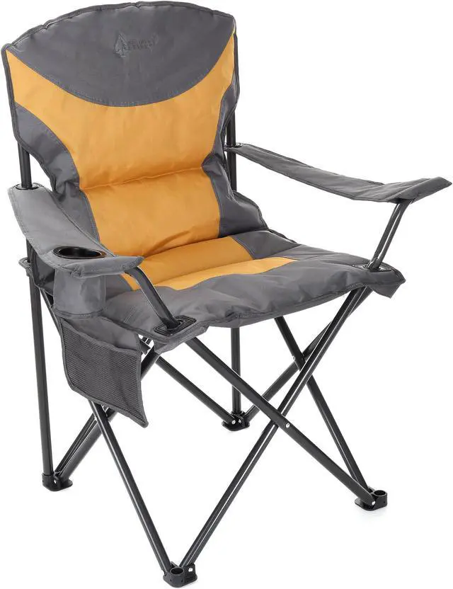 Main image of ARROWHEAD OUTDOOR Portable Folding Camping Quad Chair w/ Added Ultra-Comfortable Padding, Cup-Holder, Heavy-Duty Carrying Bag, Padded Armrests, Supports up to 330lbs, USA-Based Support, Tan