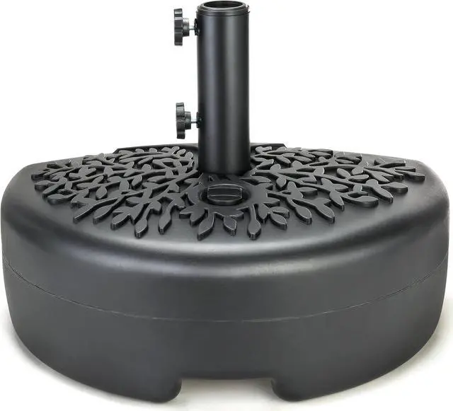 Main image of Home Zone Living 40lb Half Round Fillable Patio Umbrella Base Stand, 18in, Pole Holder, Water or Sand, Fits Poles Up to 1.9in(48mm) Diameter, UV Resistant, Lawn, Deck, Backyard, Garden, USA-Based