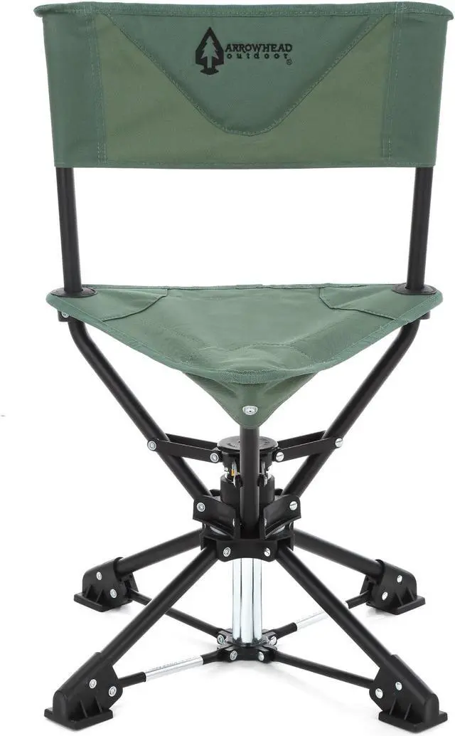 Main image of ARROWHEAD OUTDOOR 360° Degree Swivel Hunting Chair Stool Seat, Perfect for Blinds, No Sink Feet, Supports up to 225lbs, Carrying Case, Steel Frame, Fishing, High-Grade 600D Canvas, USA-Based Support