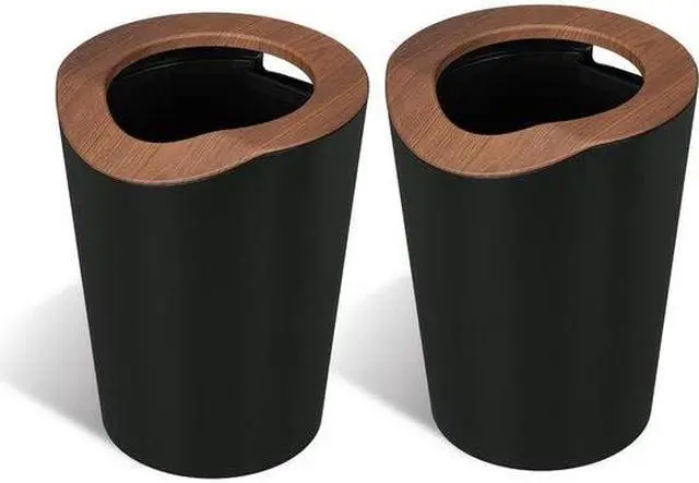Main image of Home Zone Living 2.3 Gallon Small Trash Can, Round Wastebasket with Open Top, Serene Green, Virtuoso Collection, 2-Pack