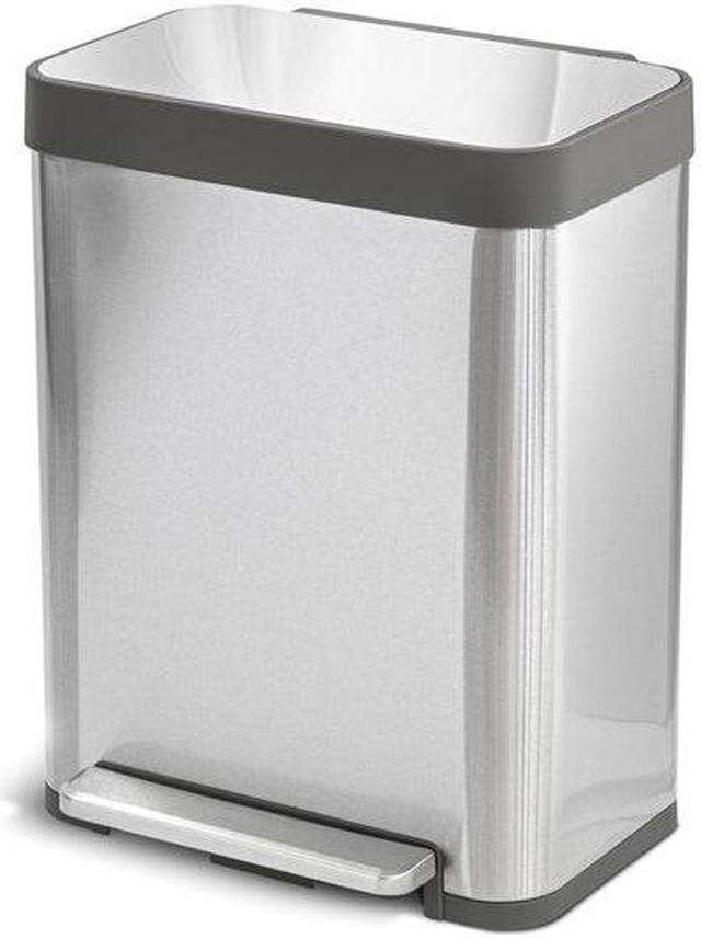 Home Zone Living 13 Gallon Kitchen Trash Can, Large Stainless Steel  Liner-Free Body, 50 Liter Capacity, Silver, Virtuoso Series 
