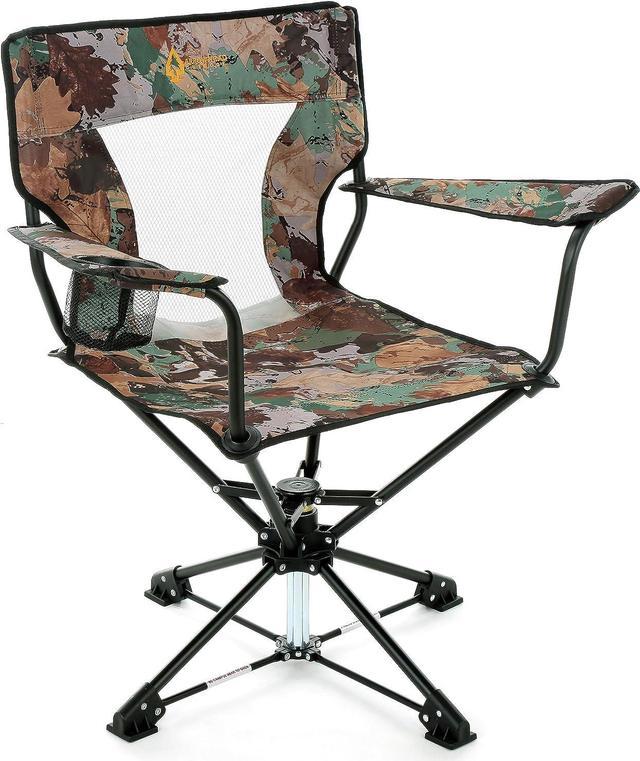 Arrowhead Outdoor 360° Degree Swivel Hunting Chair Stool Seat, Perfect for Blinds, No Sink Feet, Supports Up to 450lbs, Carrying Case, Steel Frame, Fi