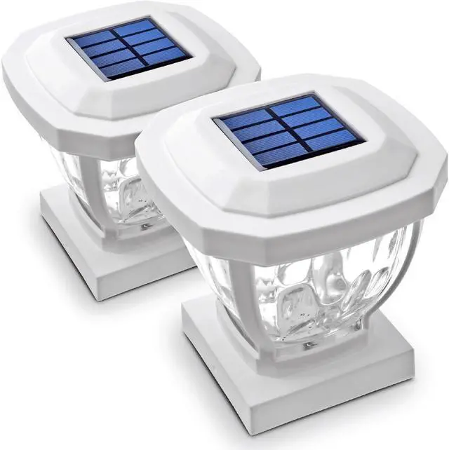 Main image of Home Zone Security Solar Post Cap Lights - LED 4x4 (3.5 x 3.5 in.) Post Lights, White, 2-Pack