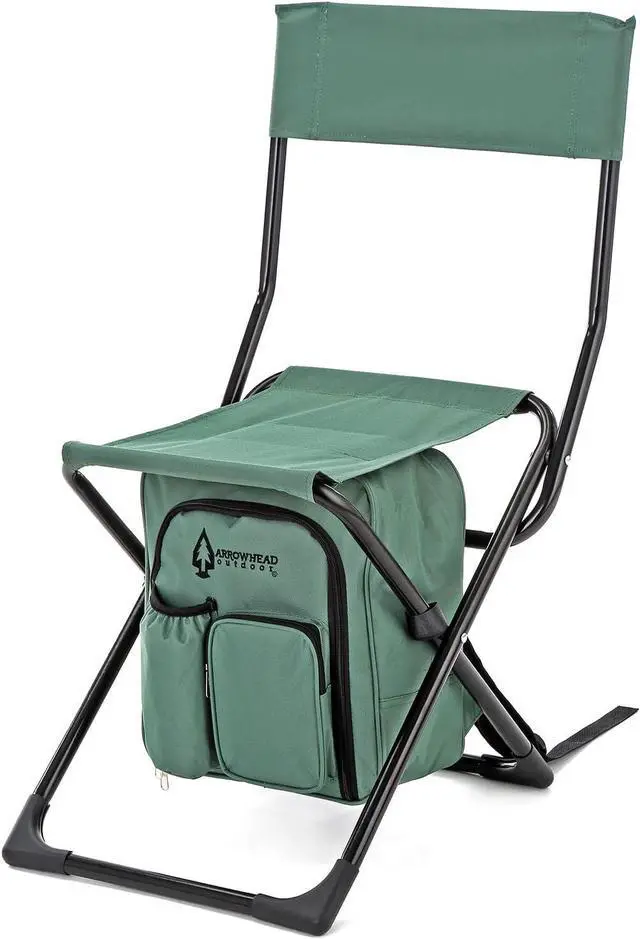 Main image of ARROWHEAD OUTDOOR Multi-Function 3-in-1 Compact Fishing Chair: Backpack, Stool & Insulated Cooler, w/ Bottle Holder & Storage Bag, External Pockets, Backrest, Camp, Hiking, Heavy-Duty, USA-Based