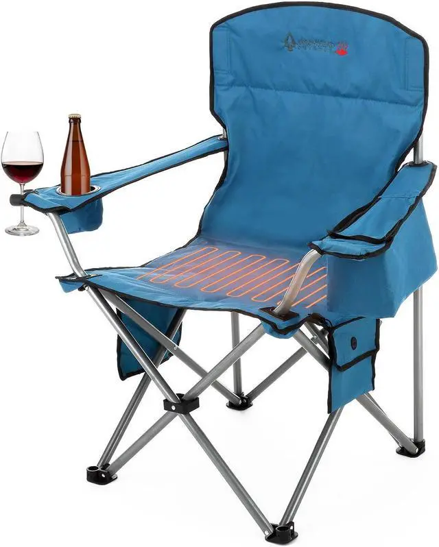 Main image of ARROWHEAD OUTDOOR Portable Heated Folding Camping Chair w/ 6-Can Cooler, 3 Heat Settings, Cup & Wine Glass Holder, Heavy-Duty Carrying Bag, Padded Armrests, Battery NOT Included, Supports up to 330lbs