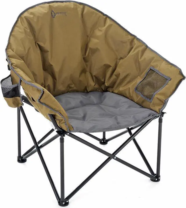 Main image of ARROWHEAD OUTDOOR Oversized Heavy-Duty Club Folding Camping Chair w/External Pocket, Cup Holder, Portable, Padded, Moon, Round, Saucer, Supports 330lbs, Carrying Bag, USA-Based Support