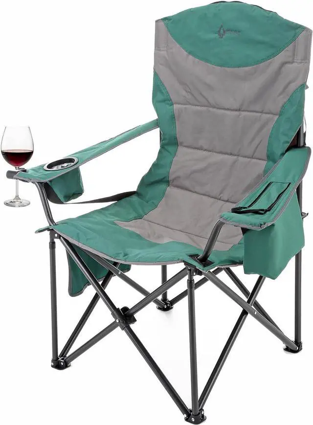 Main image of ARROWHEAD OUTDOOR XXL Folding Padded Camping Chair w/Cup & Wine Holder, Armrest Cooler, Support up to 600 lbs