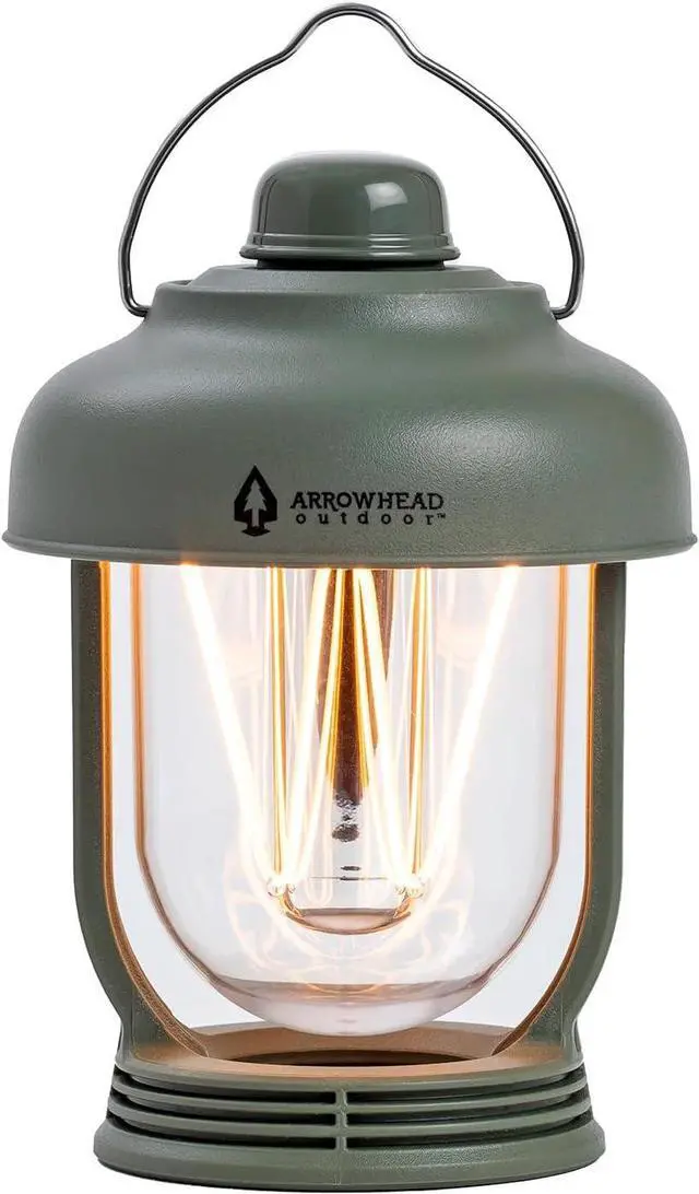 Main image of ARROWHEAD OUTDOOR 6-inch LED Camping Lantern, 4 Lighting Modes, USB-C Charging, IP6X, Max. 280 Lumens, Carabiner Included, Army Green
