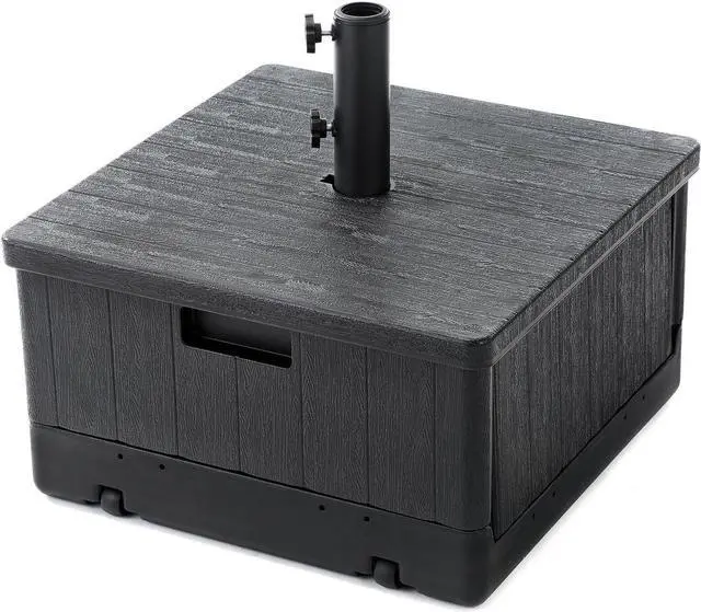 Main image of Home Zone Living 119lbs 21" Square Heavy Duty Planter Umbrella Base w/Rolling Wheels & Water Weight Bag for Patio Pool Backyard, Convertible as Table or Planting Box, Supports Up to 11 Ft Umbrella