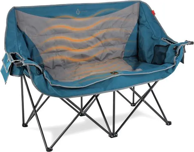 Main image of ARROWHEAD OUTDOOR 57" Wide Duo Foldable Heated Camping Loveseat Chair with 3-Stage Heating, Large Cup Holders, Glass Holders, Side Pockets, and Storage Pouches