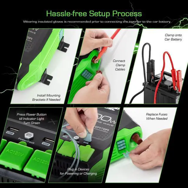 Alt view image 6 of 7 - GREEN FUEL 1000W Power Inverter