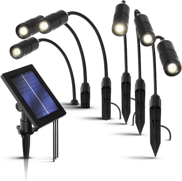 Alt view image 10 of 16 - Home Zone Security Solar Spotlights - High Brightness Outdoor Decorative Landscape Solar Spotlight with 10ft. Cable from Light to Panel, 6-Pack