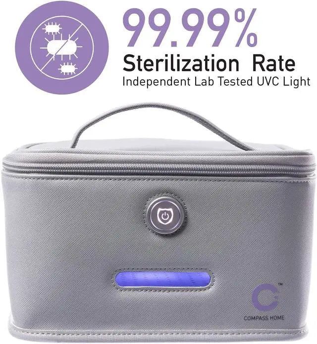 Alt view image 2 of 7 - Compass Home UV Light Sanitizer Case, Portable UV-C LED Sterilization Soft Case with Child Lock