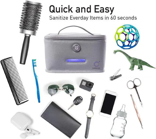 Alt view image 3 of 7 - Compass Home UV Light Sanitizer Case, Portable UV-C LED Sterilization Soft Case with Child Lock