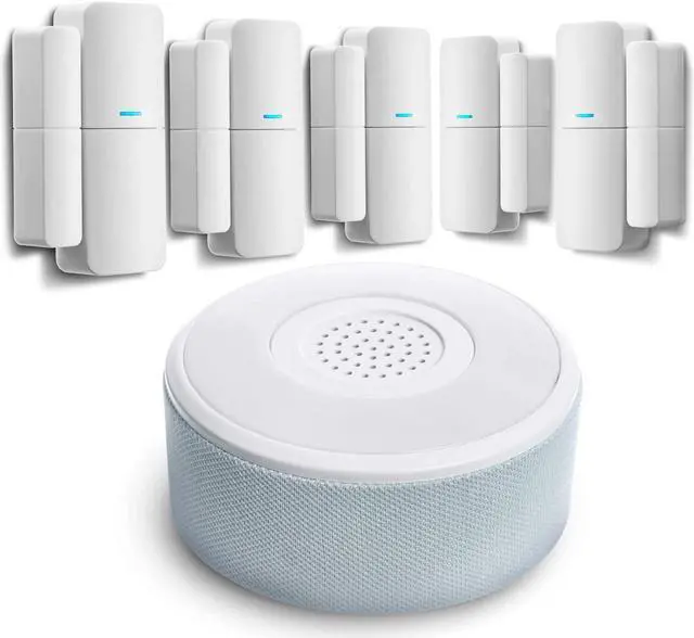 Main image of Home Zone Security Smart Wireless Door, Window Sensor and Security Siren Alarm Kit - DIY APP Controlled Security Kit with No Subscription Needed, Batteries Included (5-Pack)