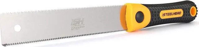 Main image of STEELHEAD 6.8-Inch (170mm) Ryoba Double Edge Japanese Pull Saw, Japanese SK Steel, 22TPI & 13TPI Flexible Blade, Woodworking, Soft & Hardwoods, Push-Button Blade Change, USA-Based Support