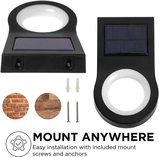 Alt view image 16 of 16 - Home Zone Security Solar Wall Light - Decorative Motion Sensor Modern Outdoor Patio Sconce Light with No Wiring Required, 2-Pack, Black, ELI0990V