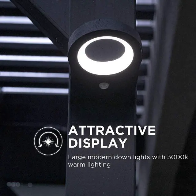 Alt view image 15 of 16 - Home Zone Security Solar Wall Light - Decorative Motion Sensor Modern Outdoor Patio Sconce Light with No Wiring Required, 2-Pack, Black, ELI0990V