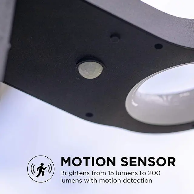 Alt view image 12 of 16 - Home Zone Security Solar Wall Light - Decorative Motion Sensor Modern Outdoor Patio Sconce Light with No Wiring Required, 2-Pack, Black, ELI0990V