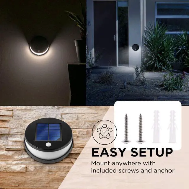 Alt view image 11 of 13 - Home Zone Security Solar Down Light - Motion Sensor Wall Mount 3000K Solar Light, No Wiring Required (1-Pack)