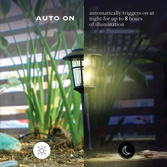 Alt view image 4 of 7 - Landia Home Solar Pathway Lights - Stainless Steel with Decorative Glass Large Size Solar Lights for Outdoor, Black (4-Pack)