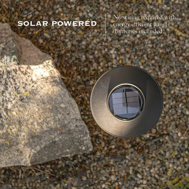 Alt view image 7 of 7 - Landia Home Solar Pathway Lights - Stainless Steel with Decorative Glass Large Size Solar Lights for Outdoor, Black (4-Pack)