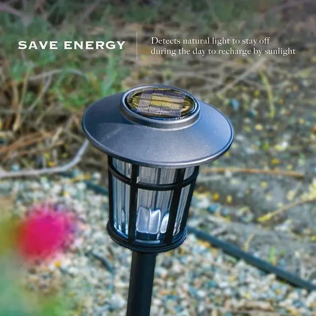 Alt view image 6 of 7 - Landia Home Solar Pathway Lights - Stainless Steel with Decorative Glass Large Size Solar Lights for Outdoor, Black (4-Pack)