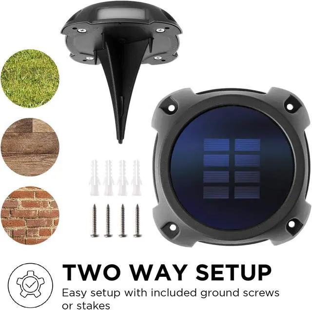 Alt view image 13 of 15 - Home Zone Security Solar Deck Lights - Outdoor Weatherproof LED Deck Lights with Stakes and No Wiring Required, 4-Pack, Black, 1-Set (ELJ7307V)