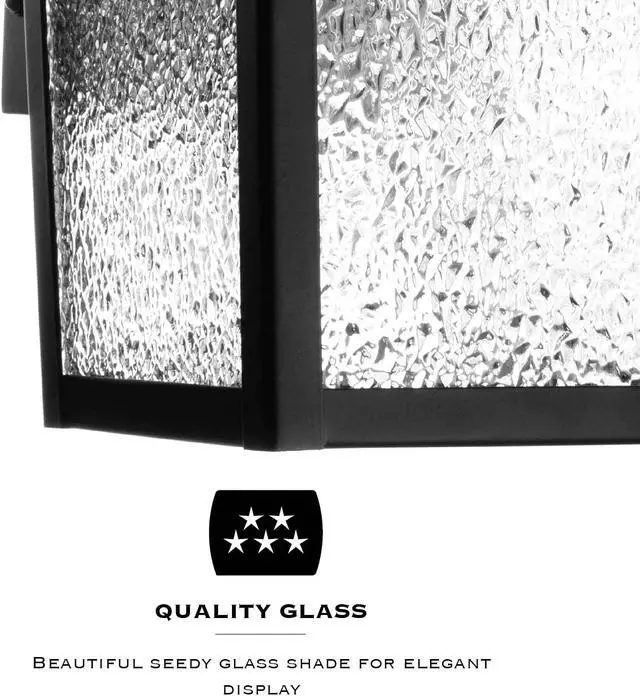 Alt view image 4 of 7 - Landia Home Outdoor Wall Lantern - Porch Wall Mounted Outdoor Light with Glass Shade, Dusk to Dawn Sensor with Included LED Light Bulbs for E26 Socket, ETL Listed, Black (2-Pack)