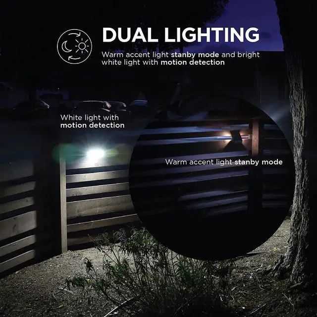 Alt view image 2 of 8 - Home Zone Security Motion Sensor Outdoor Light - Solar Light Outdoor Dual Lighting Mode Wall Mounted Accent and Flood Light, 2-Pack