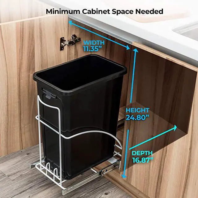 Alt view image 3 of 5 - Home Zone Living 7.6 Gallon Pull Out Trash Can, Under Cabinet Design, 29 Liter Capacity