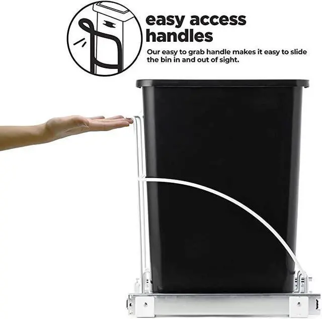 Alt view image 4 of 5 - Home Zone Living 7.6 Gallon Pull Out Trash Can, Under Cabinet Design, 29 Liter Capacity