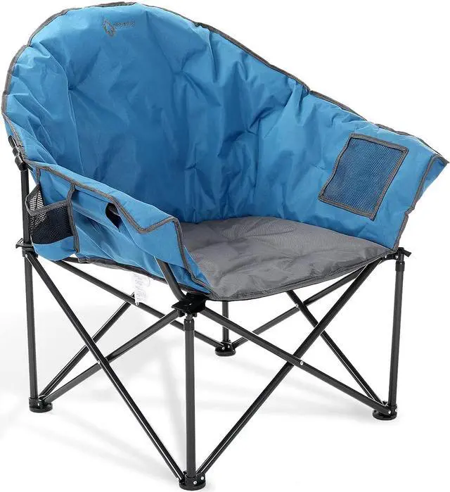 Main image of ARROWHEAD OUTDOOR Oversized Heavy-Duty Club Folding Camping Chair w/ External Pocket, Cup Holder, Portable, Padded, Moon, Round, Saucer, Supports 330lbs, Carrying Bag, USA-Based Support, Blue