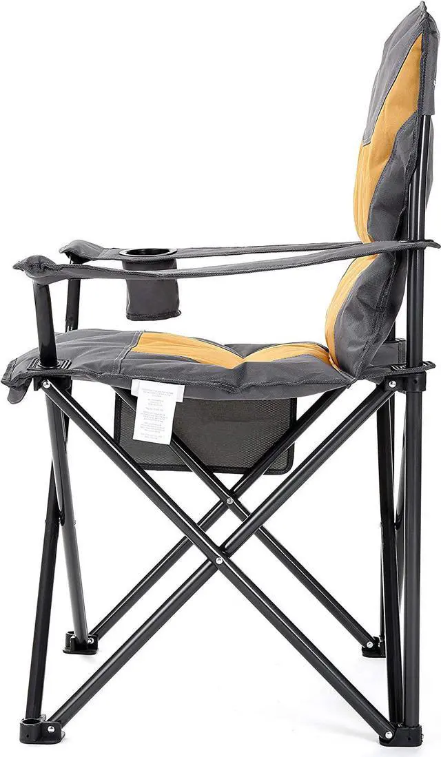 Alt view image 6 of 7 - ARROWHEAD OUTDOOR Portable Folding Camping Quad Chair w/ Added Ultra-Comfortable Padding, Cup-Holder, Heavy-Duty Carrying Bag, Padded Armrests, Supports up to 330lbs, USA-Based Support, Tan