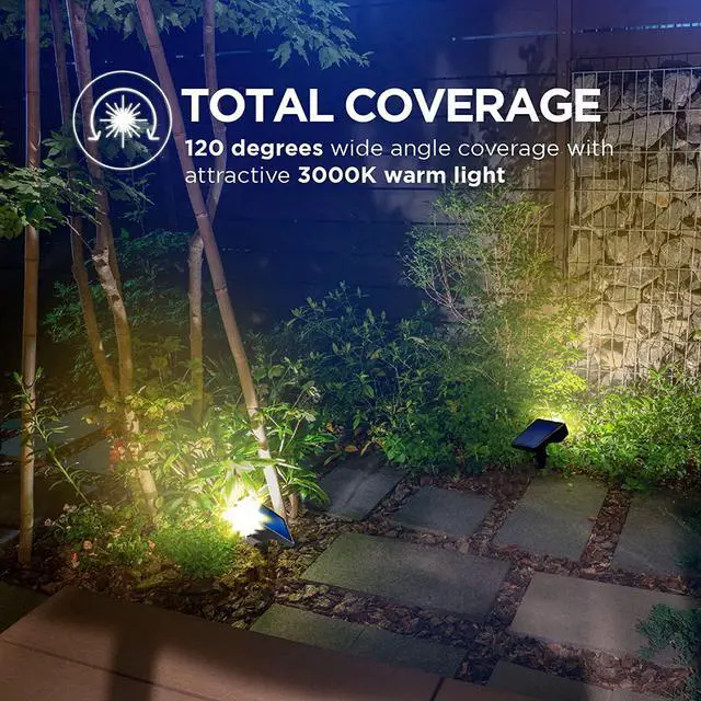 Alt view image 6 of 7 - Home Zone Security Solar Spotlights - Outdoor 500 Lumen High Brightness 3500K Warm Spot Light with 3 in 1, In-ground, Wall Mount, or Flag Pole Setup Design, Black (2-Pack)