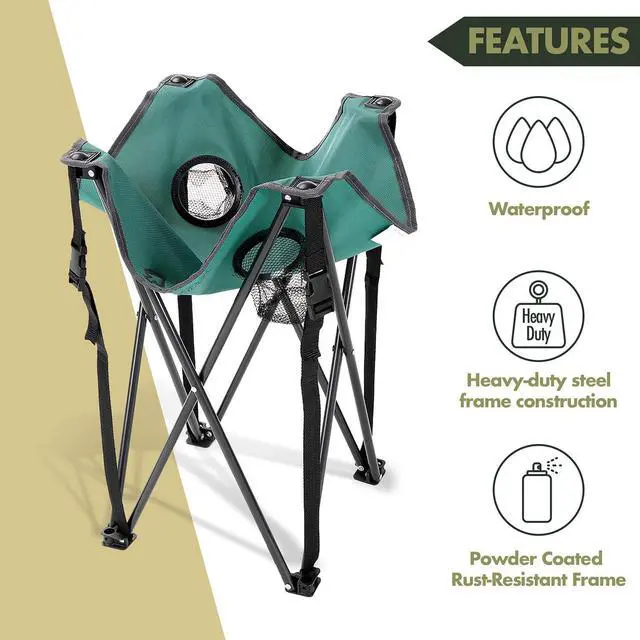Alt view image 3 of 8 - ARROWHEAD OUTDOOR Heavy-Duty Portable Camping Folding Table, 2 Cup Holders, Compact, Square, Carrying Case Included, Steel Frame, High-Grade 600D Canvas, USA-Based Support, Green
