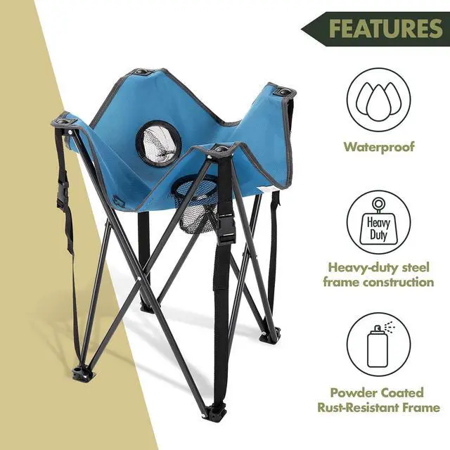 Alt view image 3 of 8 - ARROWHEAD OUTDOOR Heavy-Duty Portable Camping Folding Table, 2 Cup Holders, Compact, Square, Carrying Case Included, Steel Frame, High-Grade 600D Canvas, USA-Based Support, Blue
