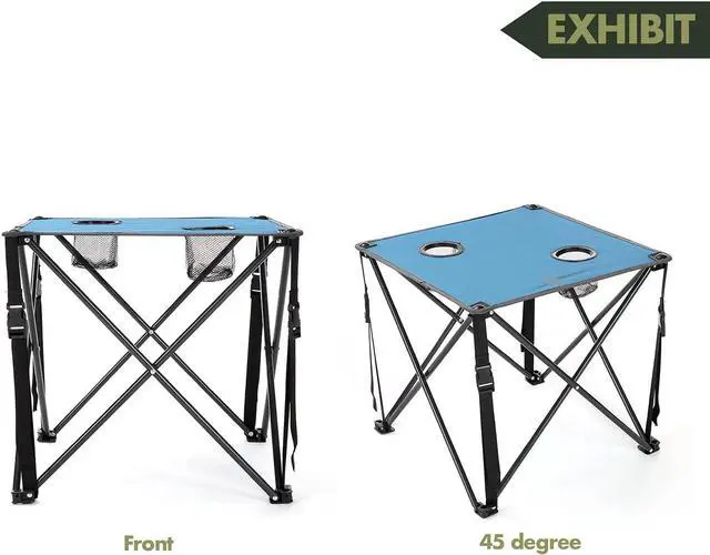 Alt view image 5 of 8 - ARROWHEAD OUTDOOR Heavy-Duty Portable Camping Folding Table, 2 Cup Holders, Compact, Square, Carrying Case Included, Steel Frame, High-Grade 600D Canvas, USA-Based Support, Blue