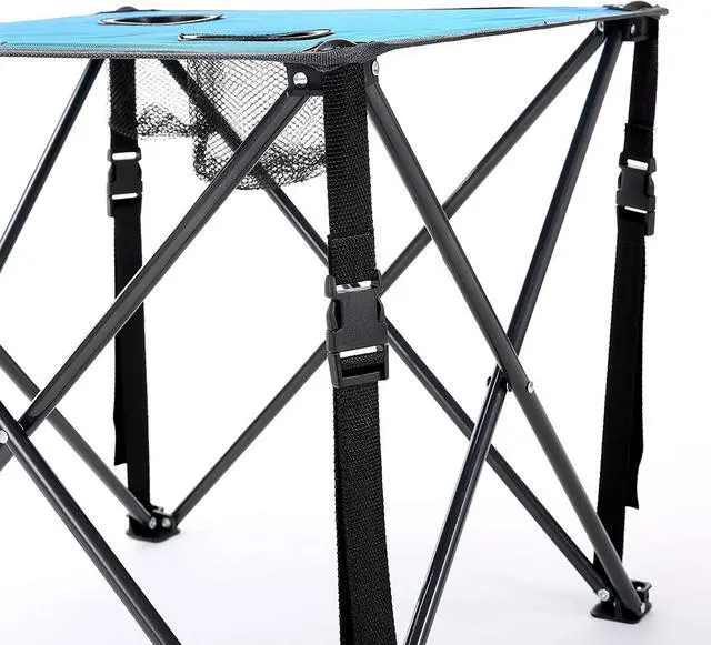 Alt view image 6 of 8 - ARROWHEAD OUTDOOR Heavy-Duty Portable Camping Folding Table, 2 Cup Holders, Compact, Square, Carrying Case Included, Steel Frame, High-Grade 600D Canvas, USA-Based Support, Blue