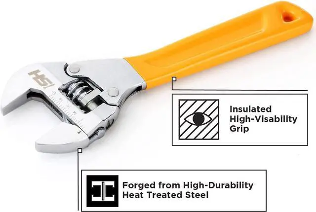 Alt view image 5 of 7 - STEELHEAD 8 Wide-Mouth Adjustable Ratcheting Wrench, Forged Heat-Treated Chrome Vanadium Steel, SAE Jaw Measurements, USA-Based Support