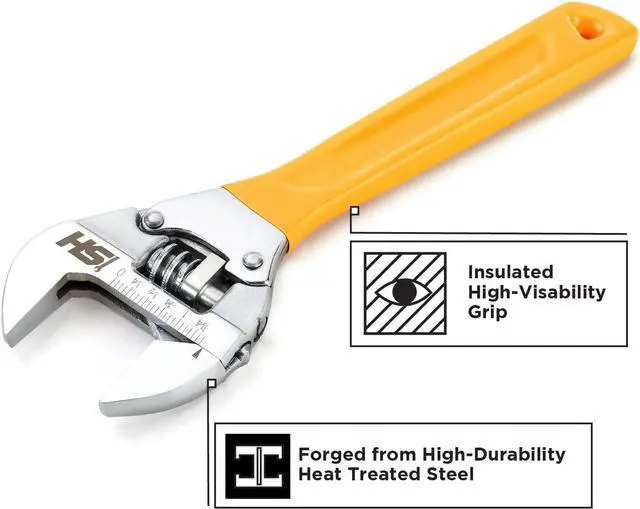 Alt view image 4 of 7 - STEELHEAD 10 Wide-Mouth Adjustable Wrench w/Integrated 72-Tooth 12-Point 17mm Ratcheting End, 72-Tooth Gearing, Forged Heat-Treated Carbon Steel, SAE Jaw Measurements, USA-Based Support