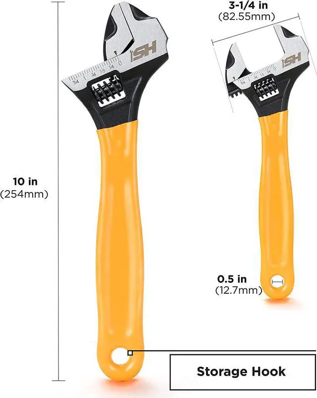 Alt view image 3 of 7 - STEELHEAD 10 Wide-Mouth Adjustable HAMMERHEAD Wrench, 1.5-Inch Opening, Forged Heat-Treated Steel w/Corrosion-Resistant Black Phosphate Finish, SAE & Metric Jaw Measurements, USA-Based Support